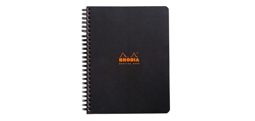 Meeting book Rhodia Classic reliure intégrale 16x21 cm 160 pages imprimées détachables 90g - Noir