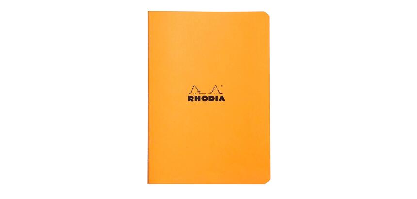 Cahier piqué Rhodia Classic 14,8x21 cm 96 pages petits carreaux 5x5 non détachables 80g - Orange