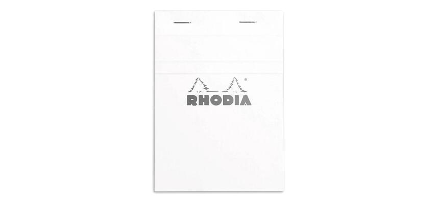 Bloc agrafé Rhodia N°13 10,5x14,8 cm 80 feuillets petits carreaux 5x5 80g - Blanc