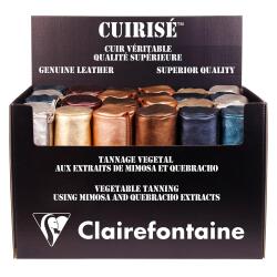 CUIRISÉ - Présentoir 24 trousses rondes en 8 couleurs assorties. - Assortis