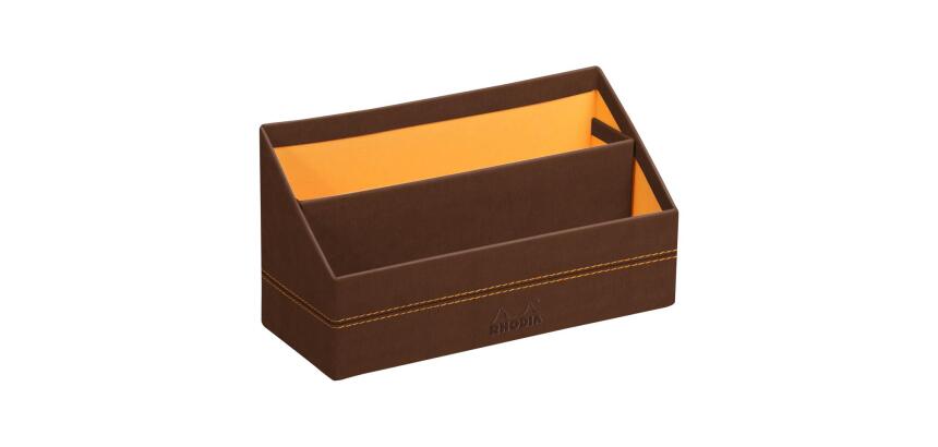 Rhodiarama porte-courrier simili cuir italien 25x10x14 cm - Bronze