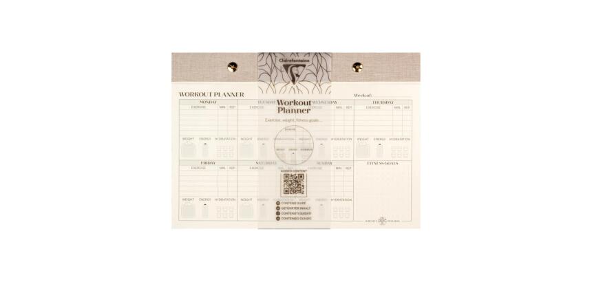 Inspire, Workout planner, Bloc à rivets 24x17cm, Toile du Marais, 60 feuillets imprimés détachables, ass.