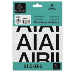 Exacompta, Packung mit selbstklebenden, schwarzen Buchstaben A-Z 50 mm - Schwarz