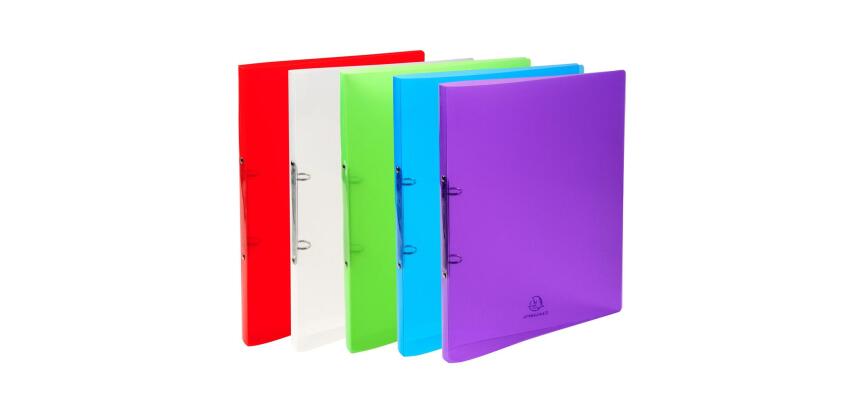 Classeur 2 anneaux plastifié Exacompta Crystal colours A4 - Dos 2 cm couleurs assorties