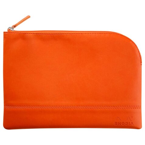 Rhodiarama pochette zippée en simili cuir - taille M (16x22 cm) - Tangerine