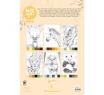 ODELIA, Bloc de coloriage multi-techniques de 20 feuilles A4 250g, Les animaux