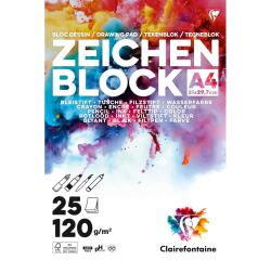Bloc Zeichenblock encollé 25F A4 120g
