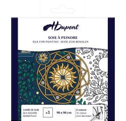 CARRÉ 100% soie - 90x90cm Astral - Blanc