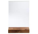 Stand up sign holder w.wood base A5 port - Crystal