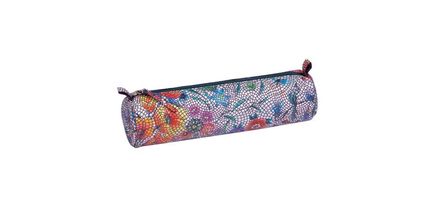 Céleste CUIR Trousse ronde Ø5,5x22 cm Multicolores