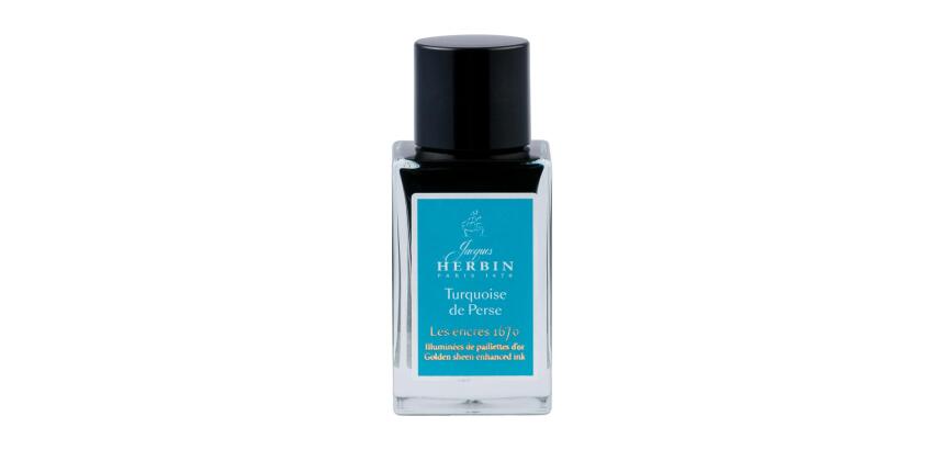 Encre 1670 à paillettes dorées 15ml - Turquoise de Perse