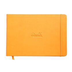 Webnotebook A5 paysage 192 pages uni papier ivoire 90g fermeture élastique - Orange