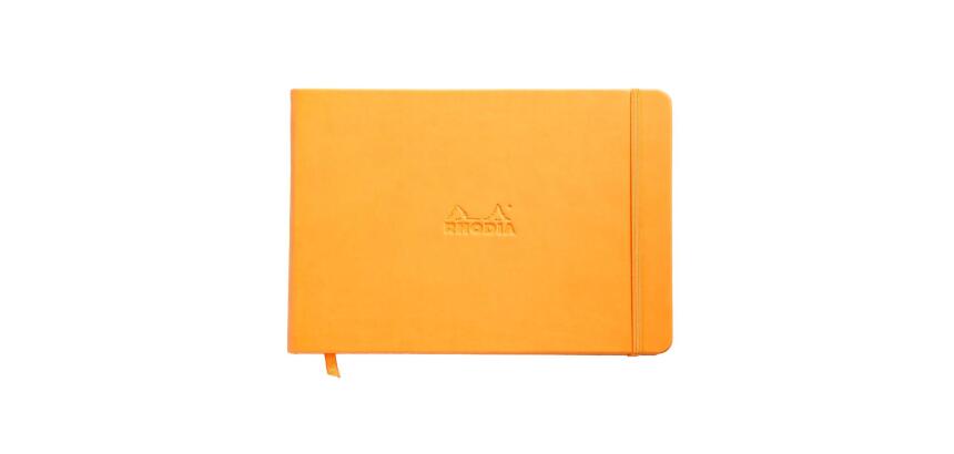 Webnotebook A5 paysage 192 pages uni papier ivoire 90g fermeture élastique - Orange