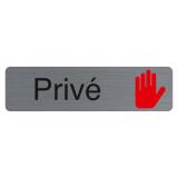 Plaque adhésive imitation aluminium Privé 16,5X4,4 cm - Gris