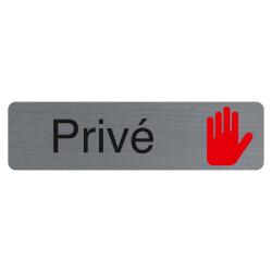 Sign adhesive aluminium effect Private 16.5 x 4.4 cm - Grey