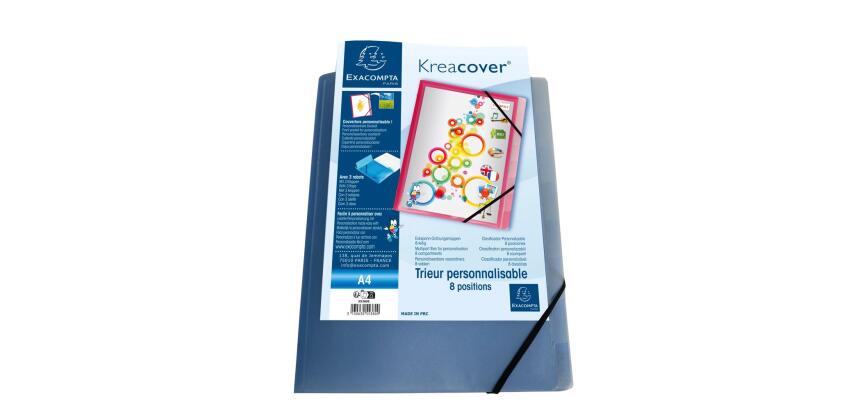 Trieur polypropylène 3 rabats Krea Cover 8 compartiments - Couleurs assorties