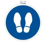 Panneau PVC adhésif antidérapant Obligation arrêt 35 cm - Bleu