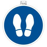 Panneau PVC adhésif antidérapant Obligation arrêt 35 cm - Bleu