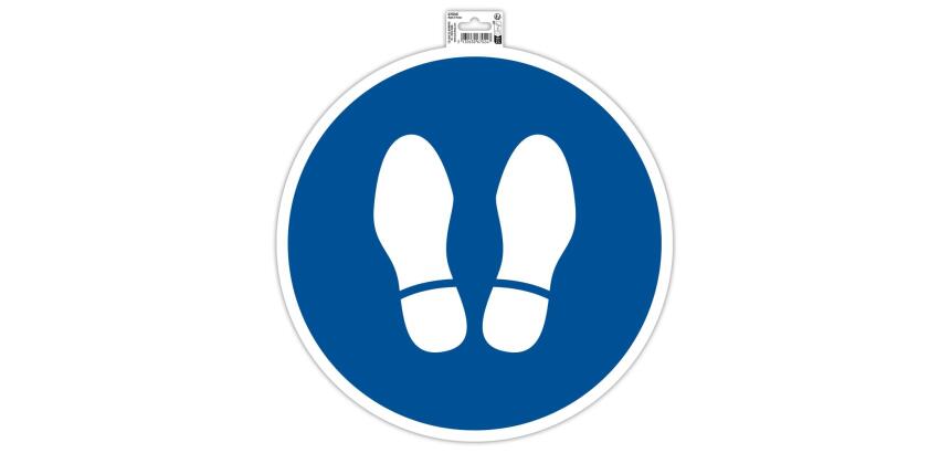 Panneau PVC adhésif antidérapant Obligation arrêt 35 cm - Bleu