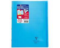 Cahier piqué Koverbook 24x32cm 96 pages petits carreaux + marge couverture polypropylène transparent - Bleu