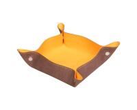 Rhodiarama vide-poche réversible simili cuir italien 12x12x4,5 cm - Chocolat