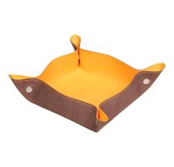 Rhodiarama vide-poche réversible simili cuir italien 12x12x4,5 cm - Chocolat