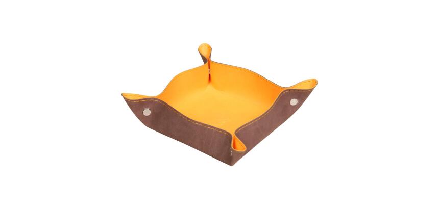 Rhodiarama vide-poche réversible simili cuir italien 12x12x4,5 cm - Chocolat