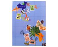 Postzegelalbum met klassieke omslag - 16 zwarte bladen - 6 banden - 17x22 ,5cm - Geass. Designs