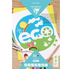 PAPIER COULEUR RECYCLÉ, Bloc de 20 feuilles 210g/m2 au format A4 (21x29 ,7cm), Assortiment - 10 couleurs - Assortiment