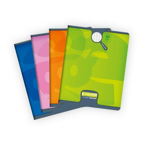Cahier piqué 8000 CARTE 17x22 cm 32 pages grands carreaux 90 g - Assortis