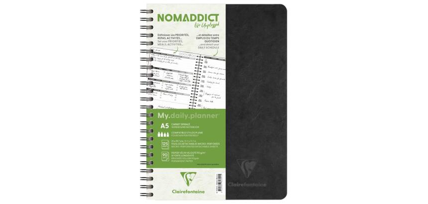 My.daily.planner Age Bag carnet reliure intégrale A5 250 pages détachables - Noir