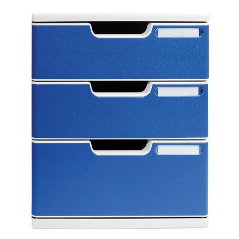 Módulo A4, cajones cerrados + 3 alturas + STOP de seguridad, tamaño: 1x110mm + 2x82 mm OFFICE - Azul