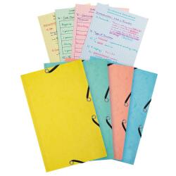 Chemise 3 rabats à élastiques Aquarel + 25 fiches bristol 125x200mm - 4 couleurs assorties - Couleurs assorties