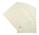 Intercalaires imprimés Carte peau 155g 12 positions de janvier à décembre - A4 - Ivoire