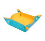 Rhodiarama vide-poche réversible simili cuir italien 12x12x4,5 cm - Turquoise