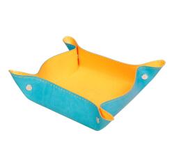 Rhodiarama vide-poche réversible simili cuir italien 12x12x4,5 cm - Turquoise