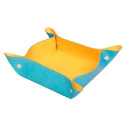 Rhodiarama vide-poche réversible simili cuir italien 12x12x4,5 cm - Turquoise