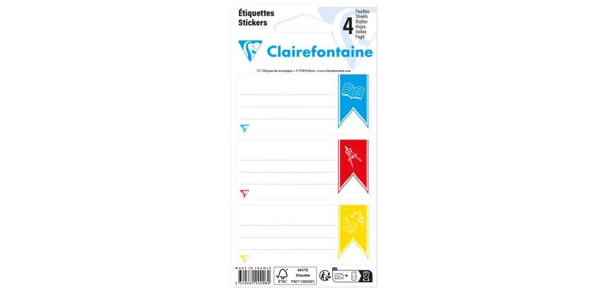 Sachet de 12 étiquettes adhésives assorties 33,5x75mm - motif imprimé