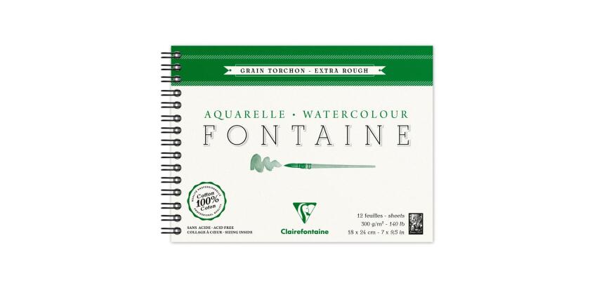 Fontaine album spiralé 12F 18x24cm 300g grain torchon