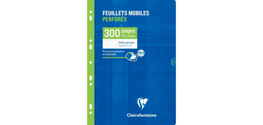 Feuillets mobiles-blanc A4 petits carreaux 300 pages - Bleu Klein