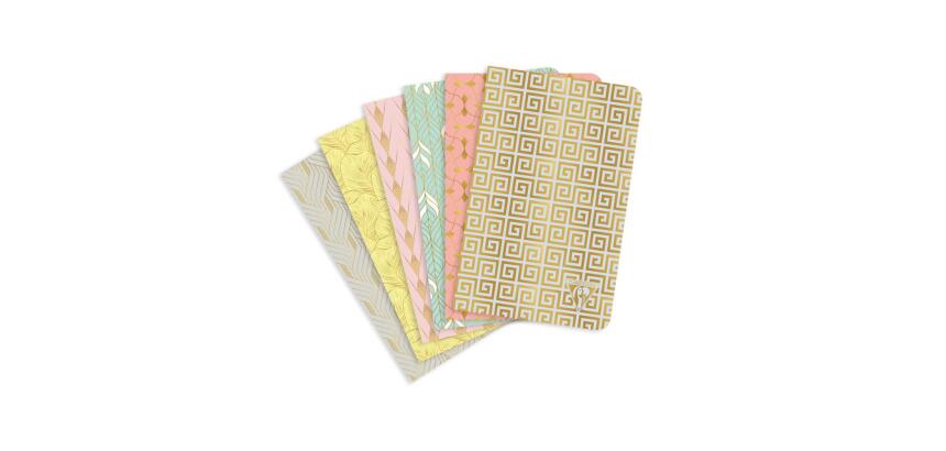 Carnet piqûre textile Neo Deco Collection Printemps-Été 11x17cm 96 pages ligné motifs assortis papier ivoire 90g - Assortis