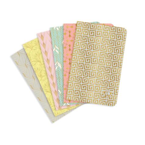 Carnet piqûre textile Neo Deco Collection Printemps-Été 11x17cm 96 pages ligné motifs assortis papier ivoire 90g - Assortis