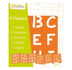 Set de 6 pochoirs enfants, Alphabet - Orange