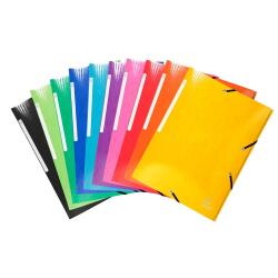 Chemise à élastiques 3 rabats maxi capacity carte lustrée pelliculée Iderama - A4 - Couleurs assorties