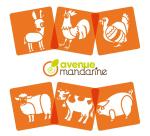 Set de 6 pochoirs enfants, Animaux de la ferme - Orange