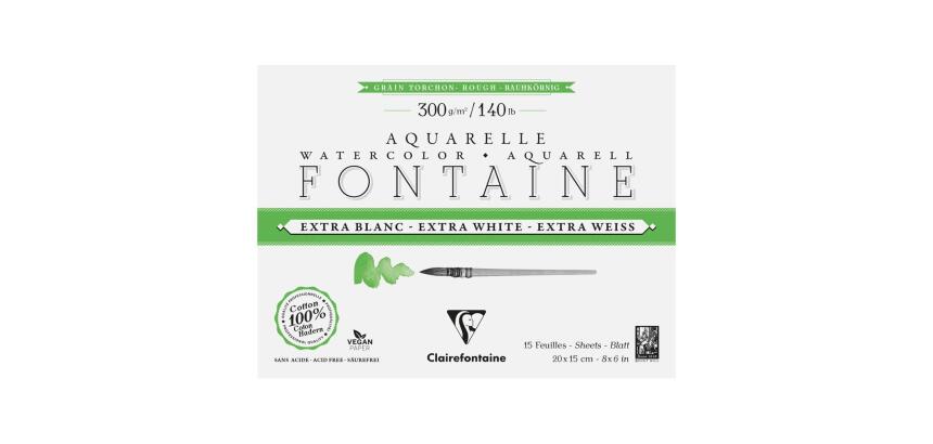 Fontaine Extra Blanc Grain Torchon bloc collé 4 côtés 15F 15x20cm 300g