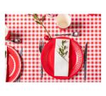 Rollo de mantel - Papel damasco - Blanco 10x1,18m - Vichy rojo