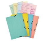 Chemise 3 rabats à élastiques Aquarel + 25 fiches bristol A5 - 4 couleurs assorties - Couleurs assorties