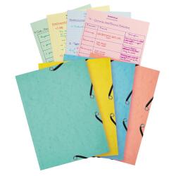 Chemise 3 rabats à élastiques Aquarel + 25 fiches bristol A5 - 4 couleurs assorties - Couleurs assorties