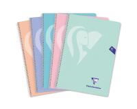 Cahier à spirale Mimesys Folio 21,5x31cm 160 pages quadrillé 4x4 + marge couverture polypropylène couleurs pastel - Assortis